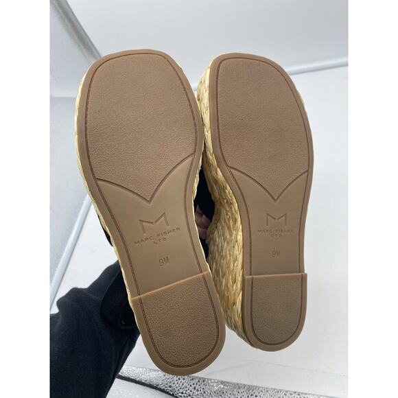 New Marc Fisher LTD Nelly Suede Espadrille Wedge Sandals Ankle Strap Black 9M - Picture 6 of 7